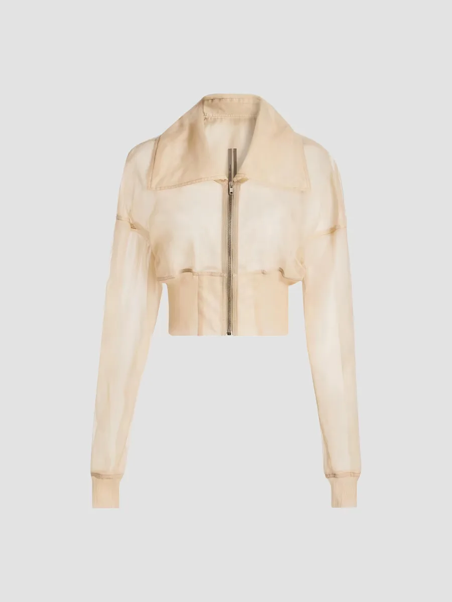 Dracucollar Mesh Crop Bomber Jacket by Rick Owens