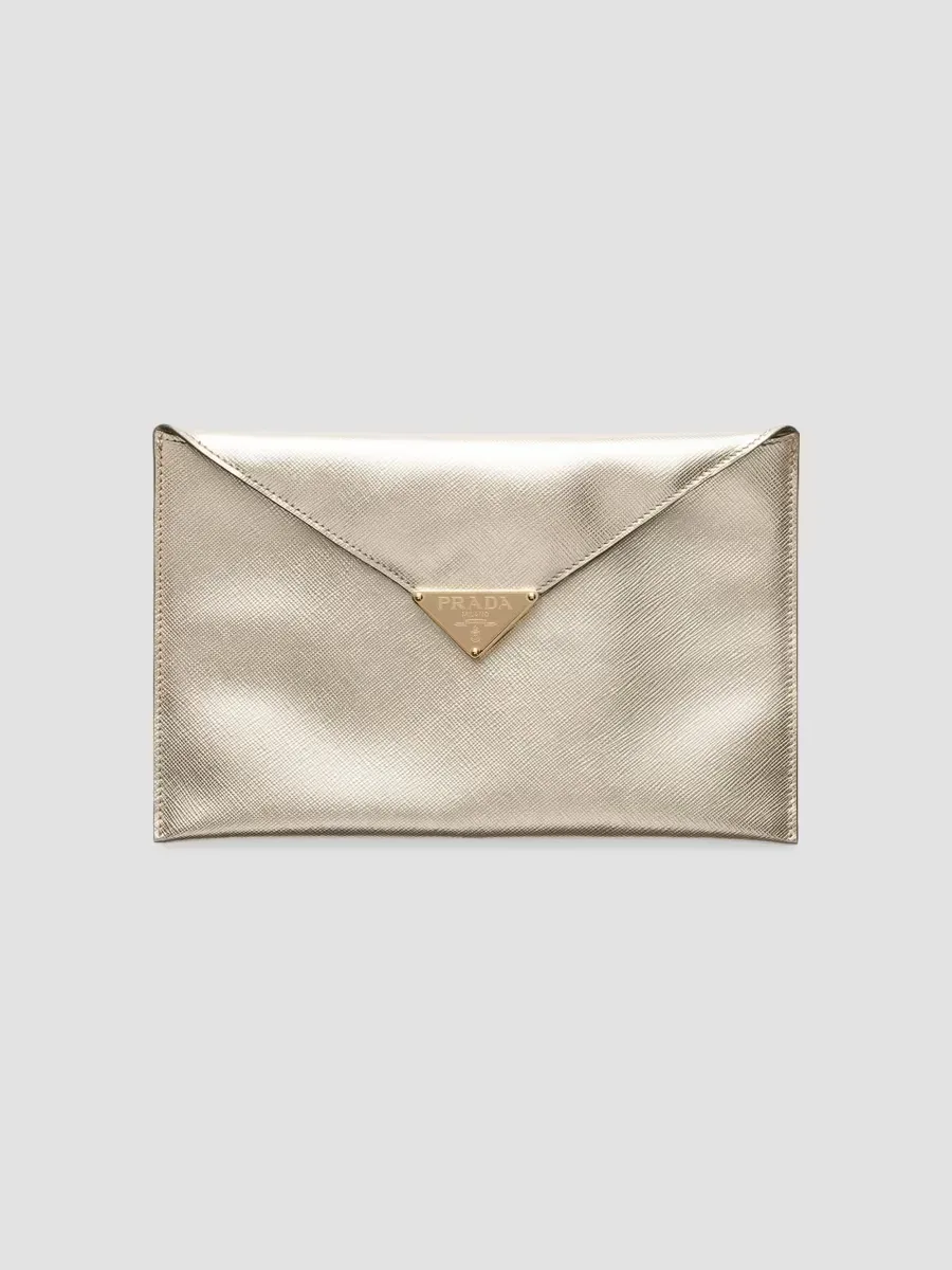 Saffiano Leather Envelope Clutch by Prada