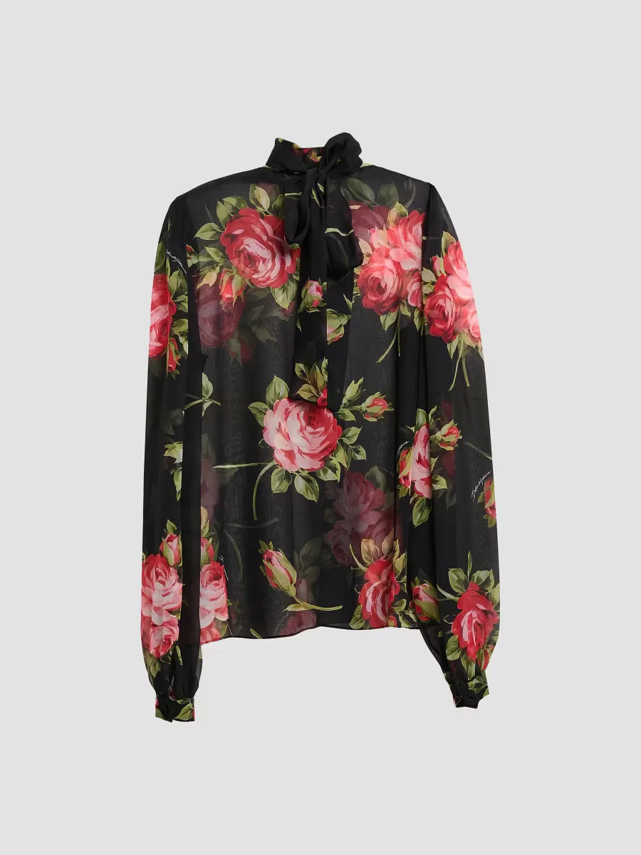Sheer Floral Silk Blouse by Dolce & Gabbana