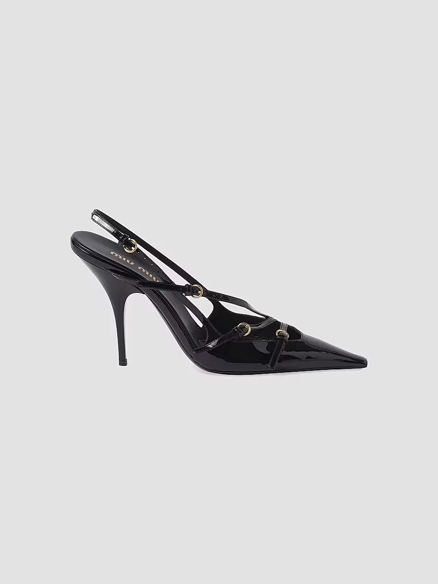 Patent Leather Slingbacks with Buckles by Miu Miu