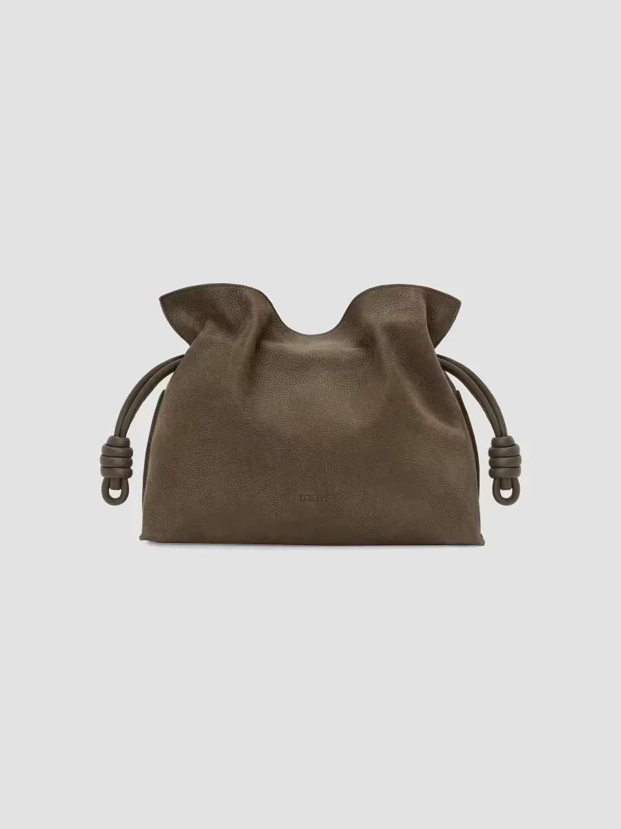 Medium Flamenco Drawstring Grained Leather Clutch by LOEWE
