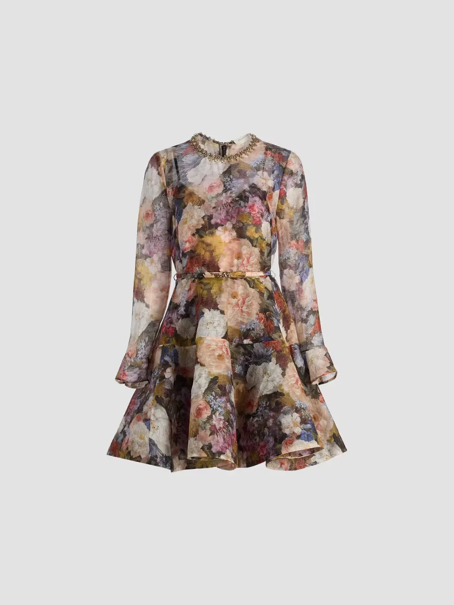 Alchemy Floral Linen-Silk Minidress