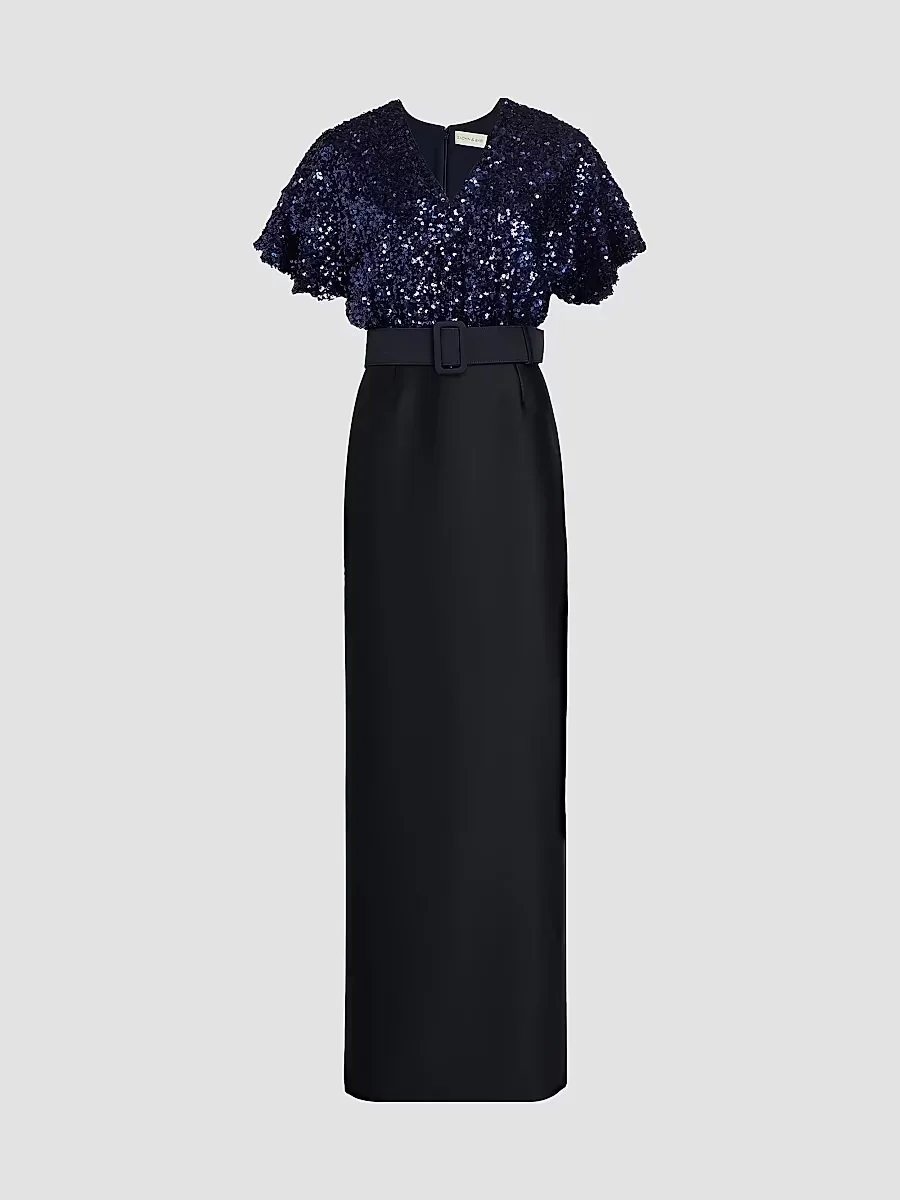 Marlene Sequin-Embellished Belted Gown by SACHIN BABI