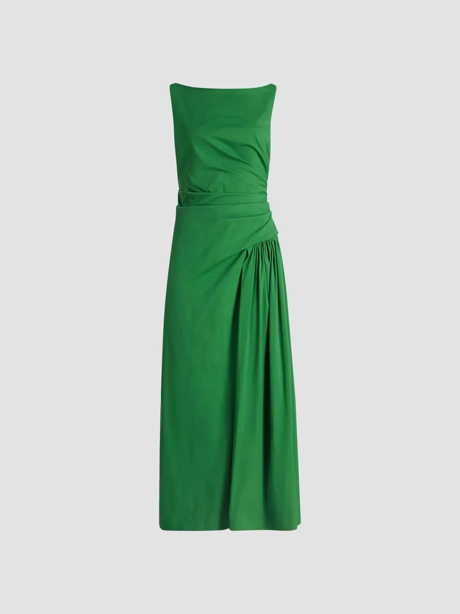 Poplin Cotton-Blend Flounce Midi-Dress by Lela Rose