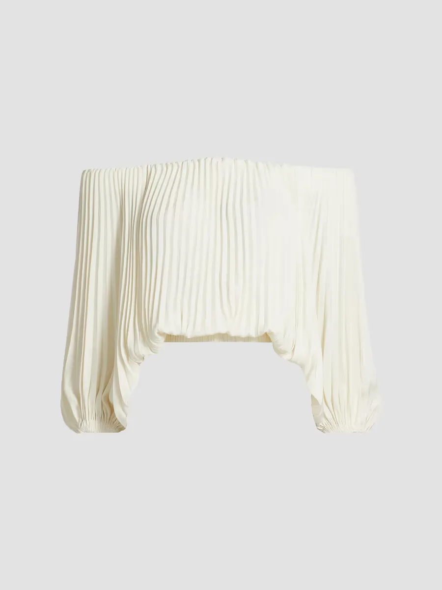 Sienna Pleated Off-The-Shoulder Blouse