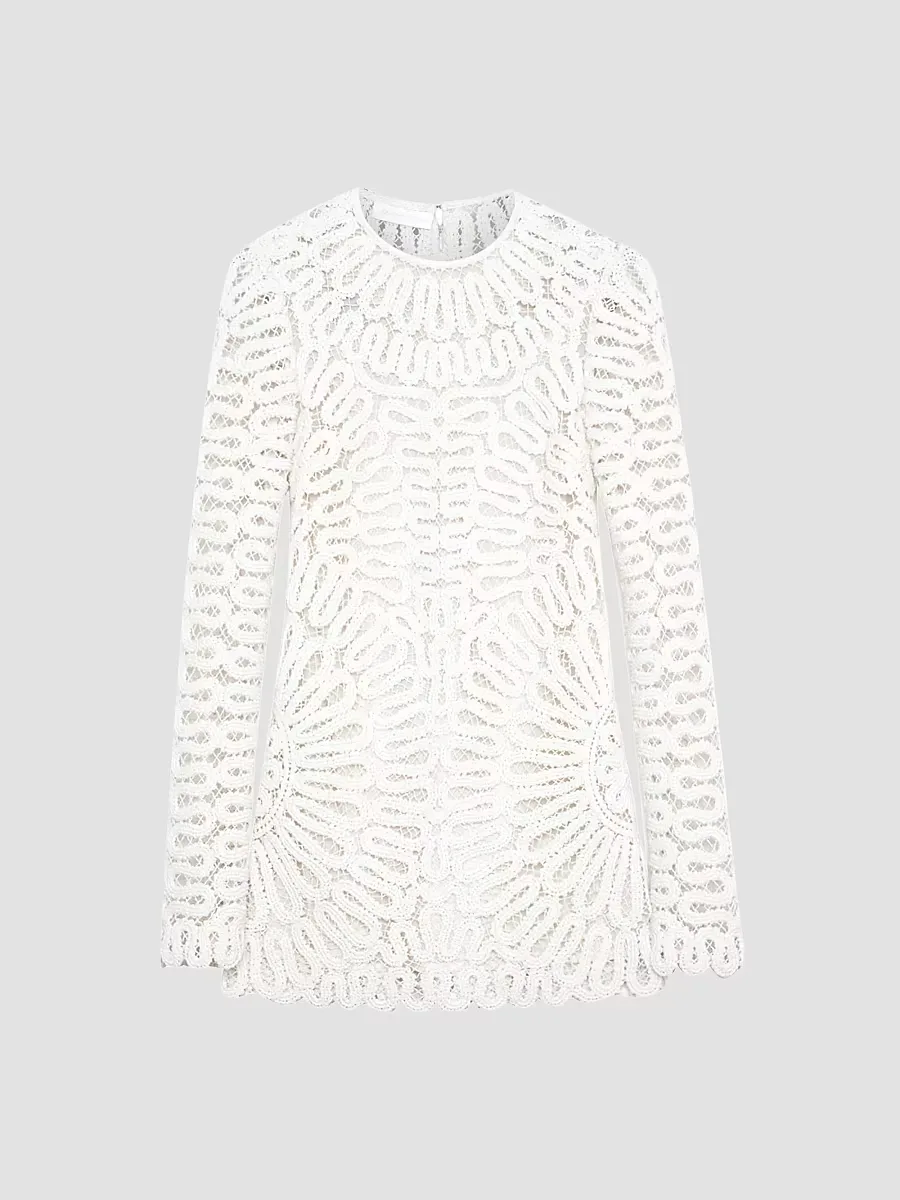 McCall Crocheted Long-Sleeve Minidress by SIMKHAI