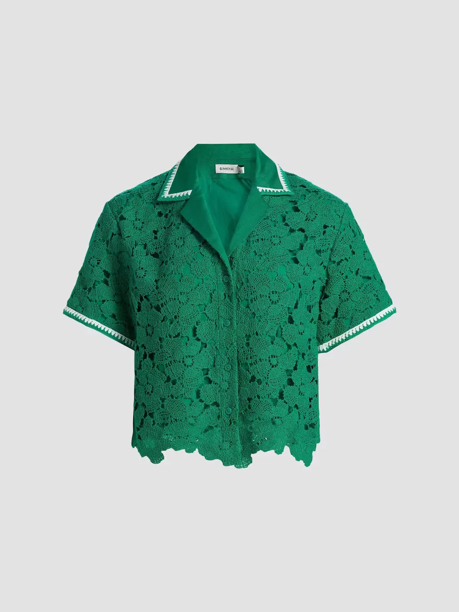 Glenn Lace Camp Shirt by SIMKHAI