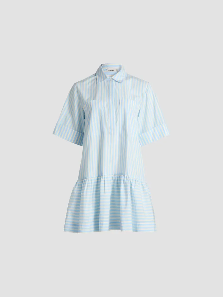 Cris Striped Drop-Waist Shirtdress