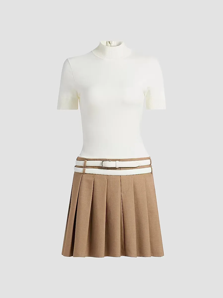 Abbie Mixed-Media Belted Minidress by SIMKHAI