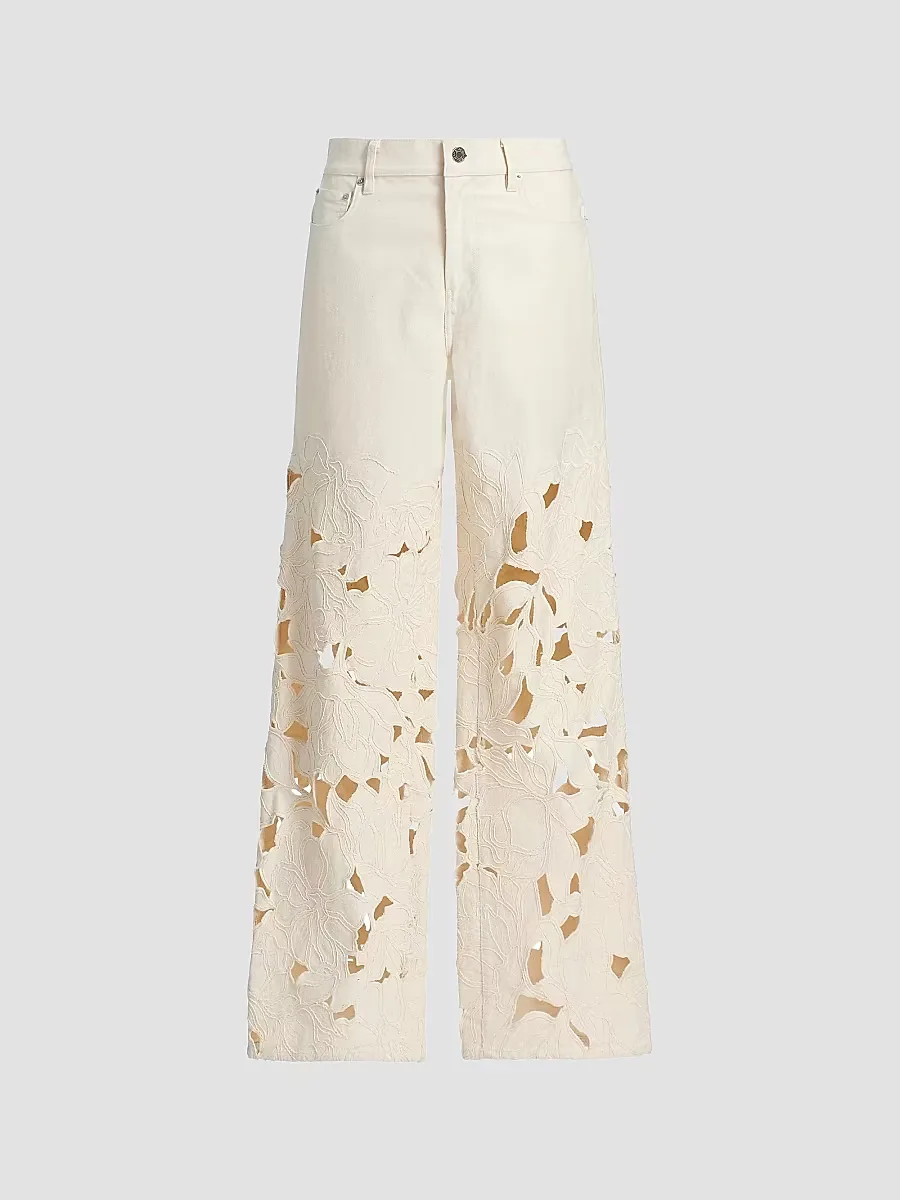 Betty Floral Cut Out Straight-Leg Jeans by SIMKHAI