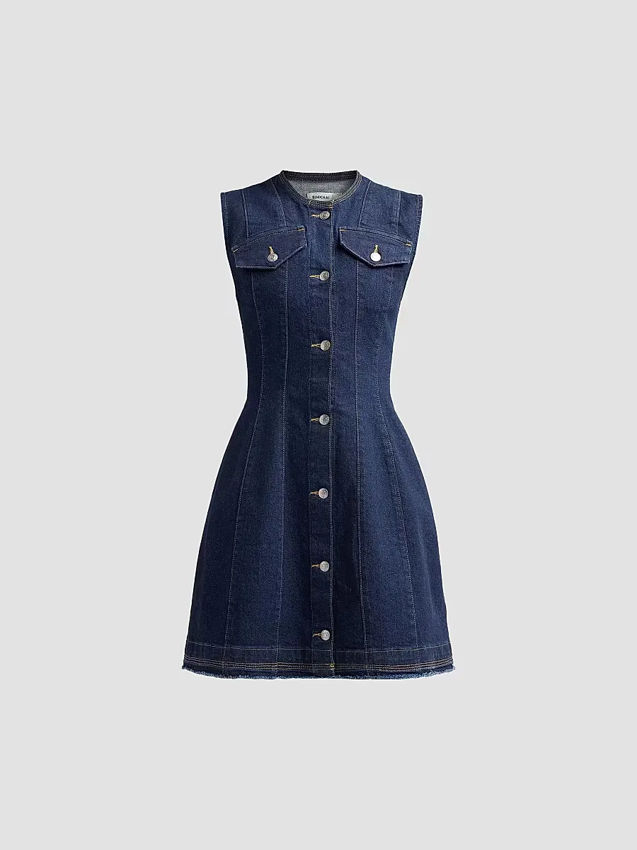 Hanley Denim A-Line Mini Dress by SIMKHAI
