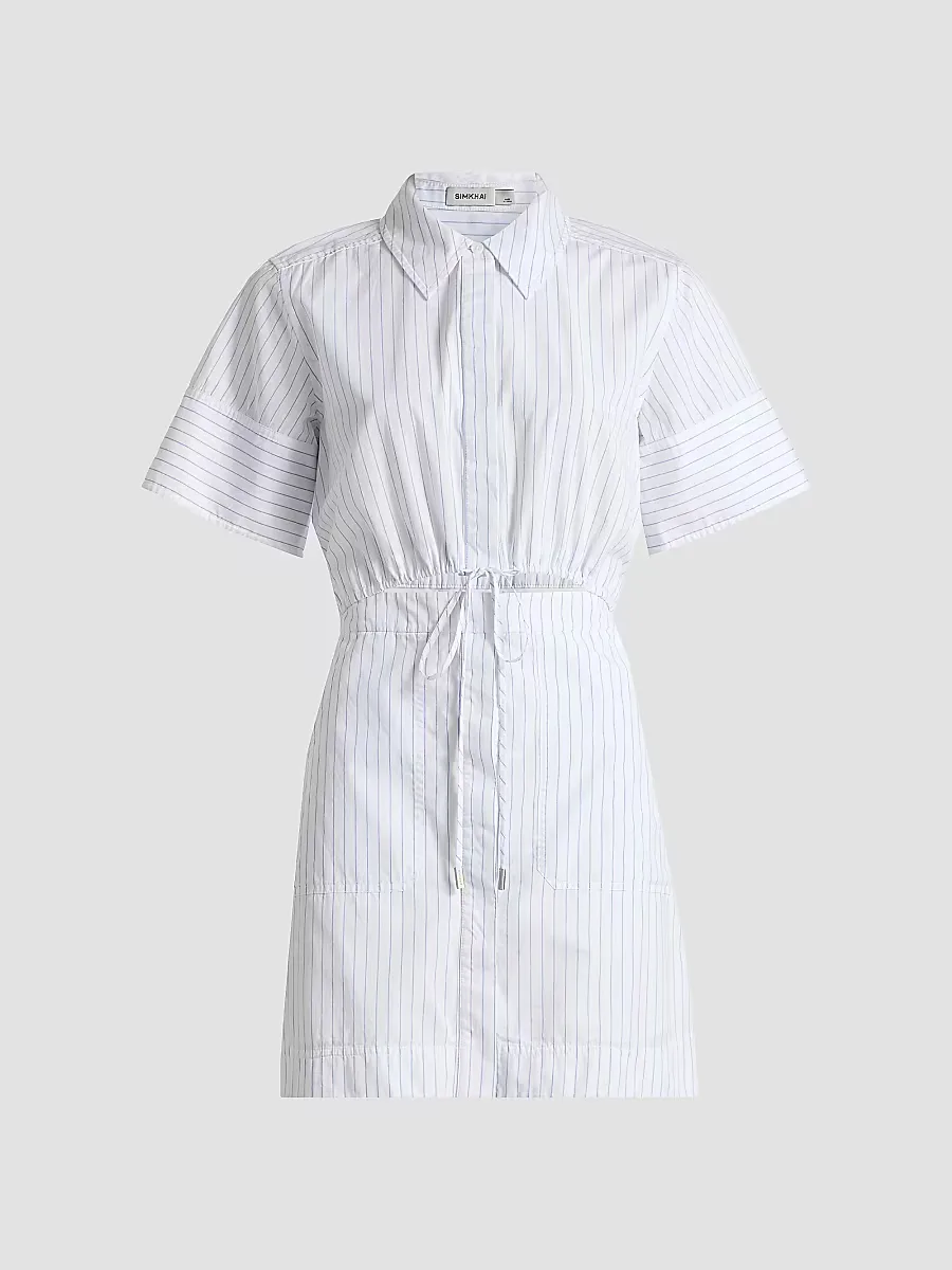 Marcy Striped Cotton Mini-Shirtdress by SIMKHAI