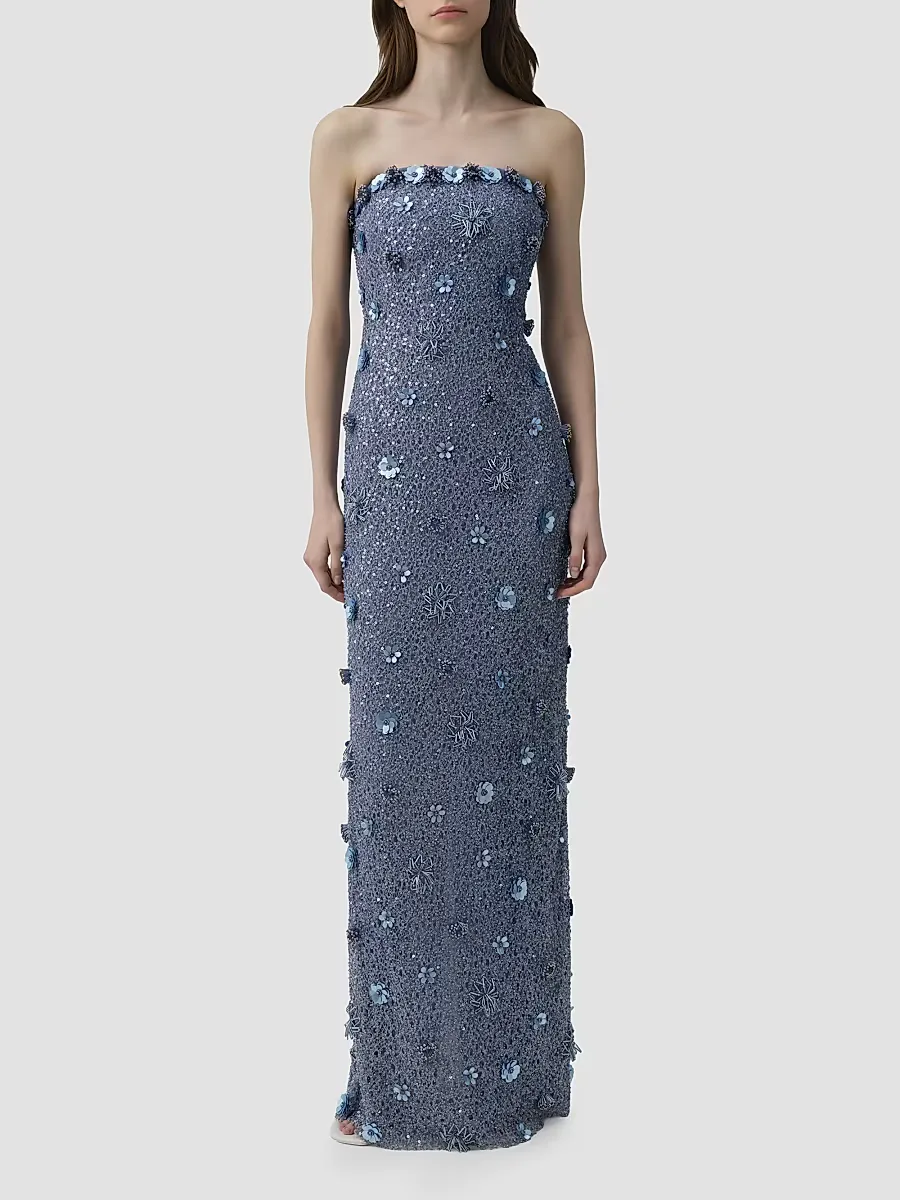 Serafina Strapless Embellished Gown by SIMKHAI