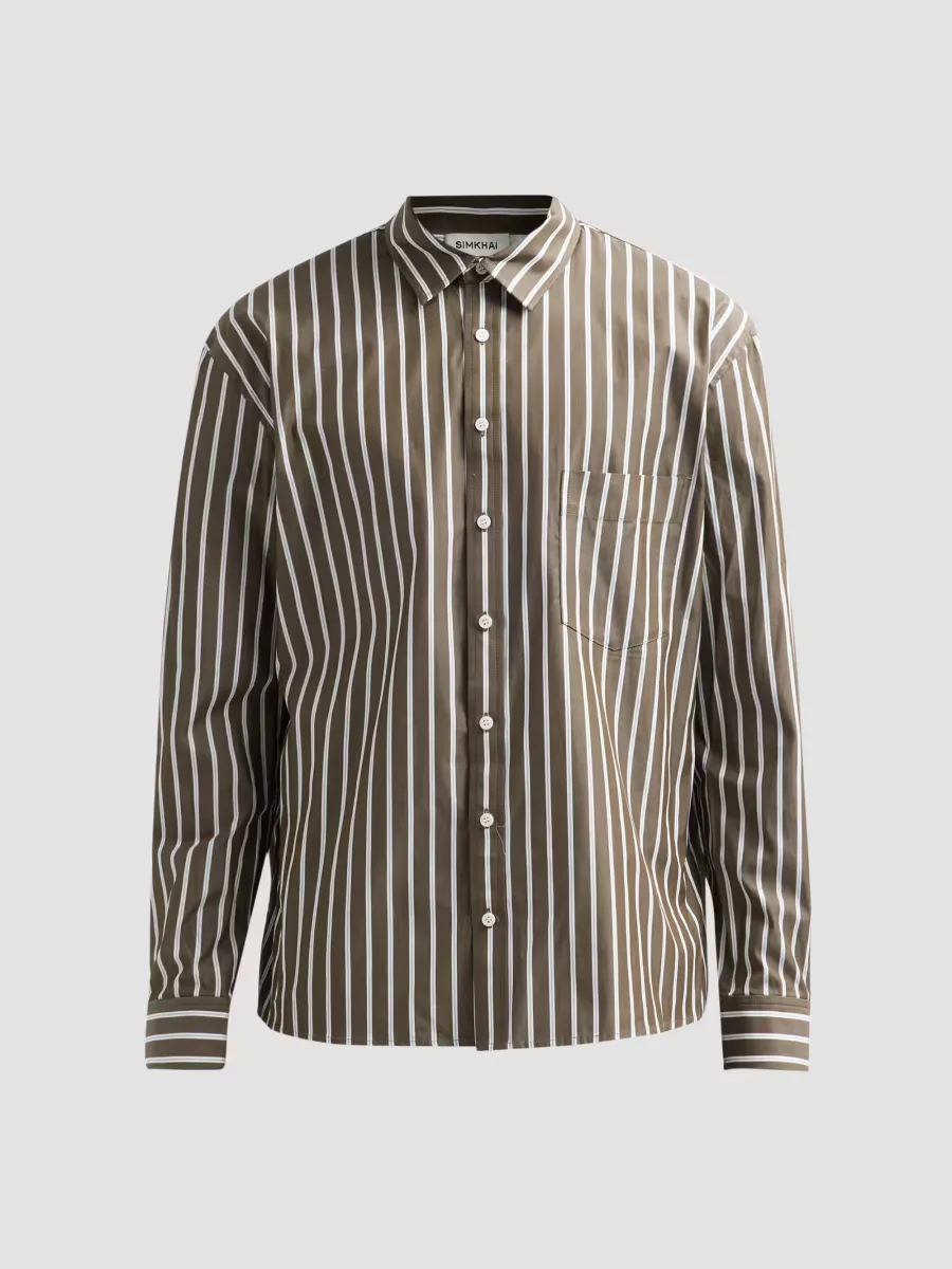 Khalied Oversized Striped Cotton Poplin Shirt by SIMKHAI