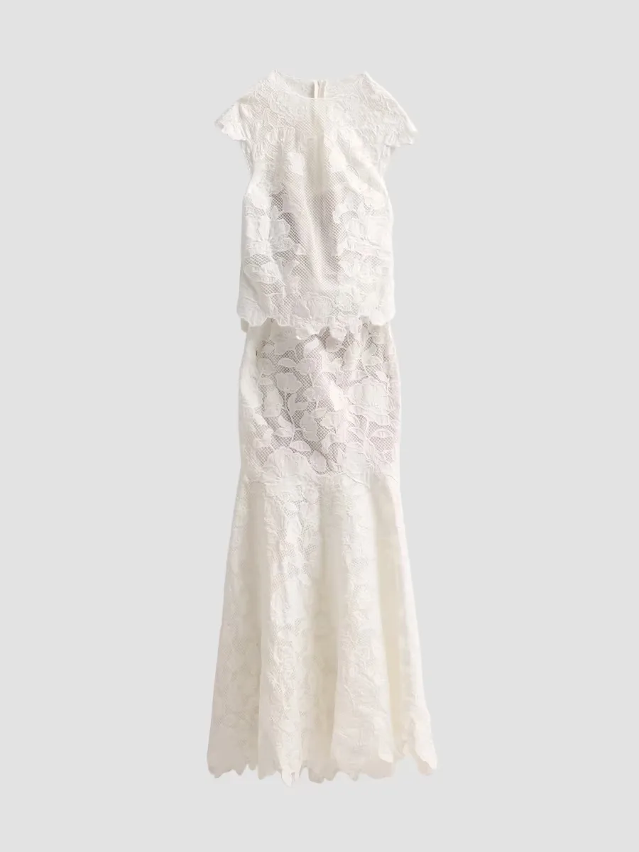 Eloisa Floral-Embroidered Mesh Gown by SIMKHAI