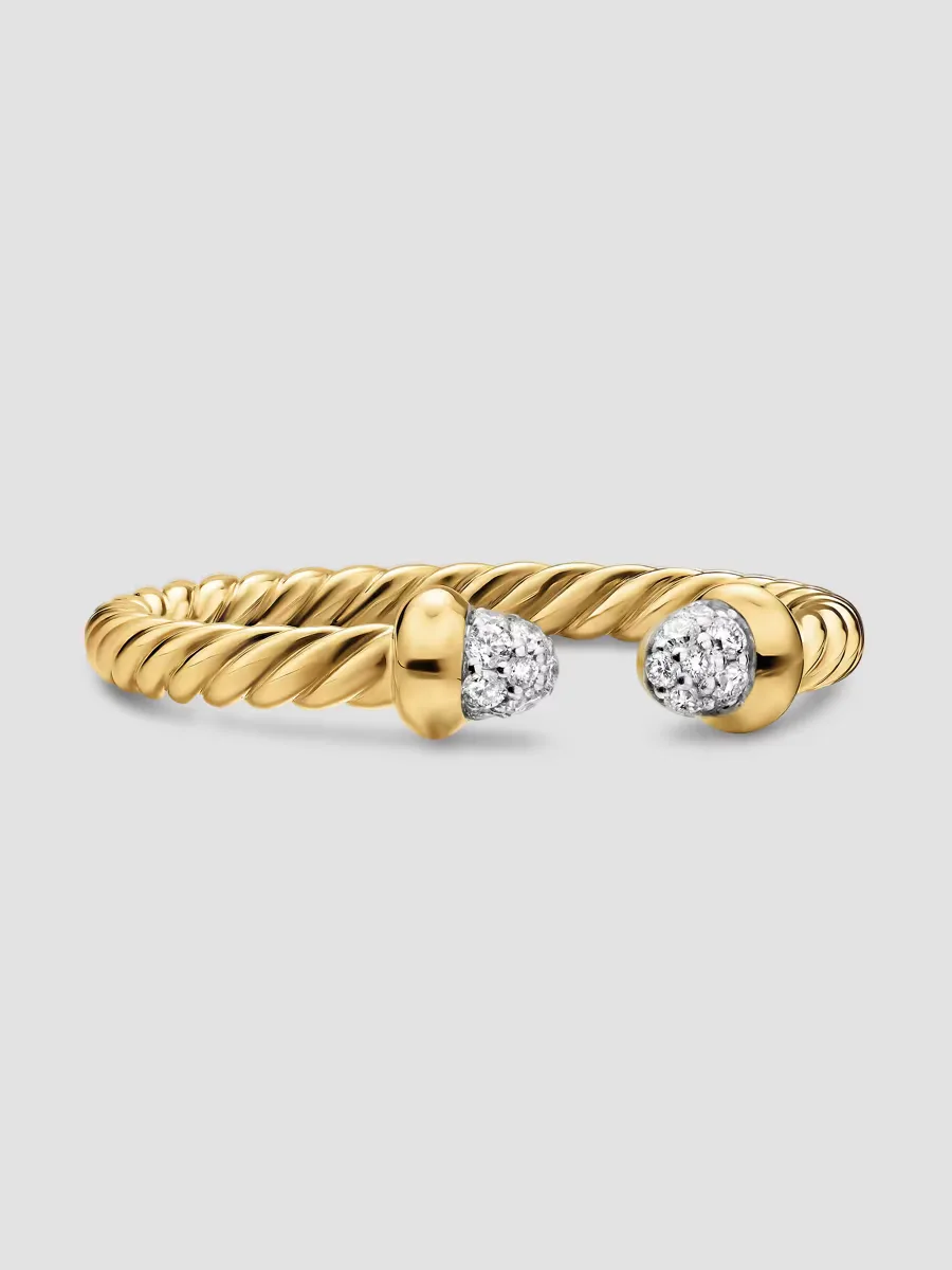 Micro Cablespira Flex Open Ring in 18K Yellow Gold by David Yurman