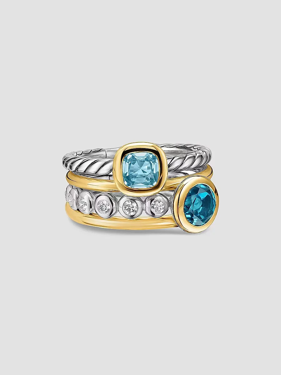 DY Mercer Color Stone Multi Row Ring in Sterling Silver by David Yurman
