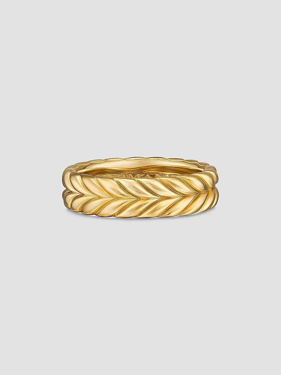 Chevron Band Ring in 18K Yellow Gold, 6.2MM