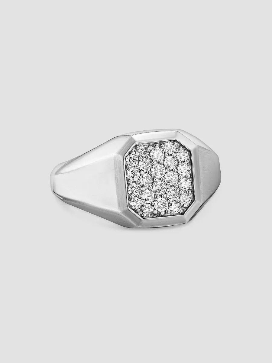 Streamline Signet Ring in Sterling Silver - Meteorite