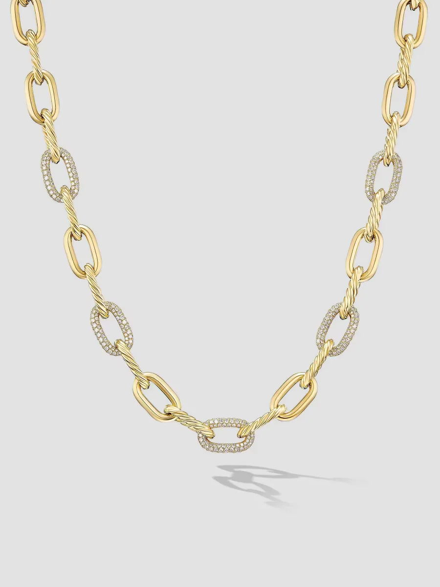 DY Madison Chain Necklace in 18K Yellow Gold with Diamonds