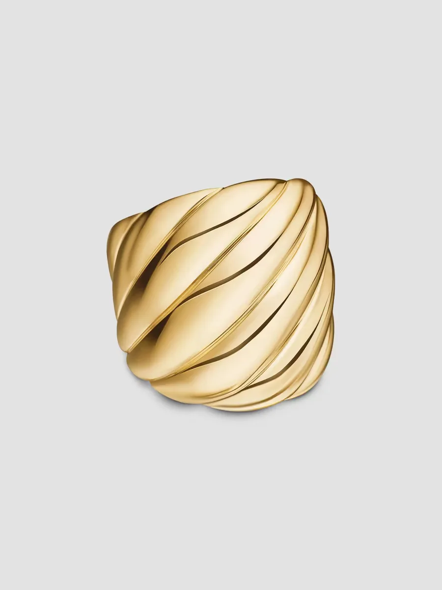 Sculpted Cable Ring in 18K Yellow Gold by David Yurman