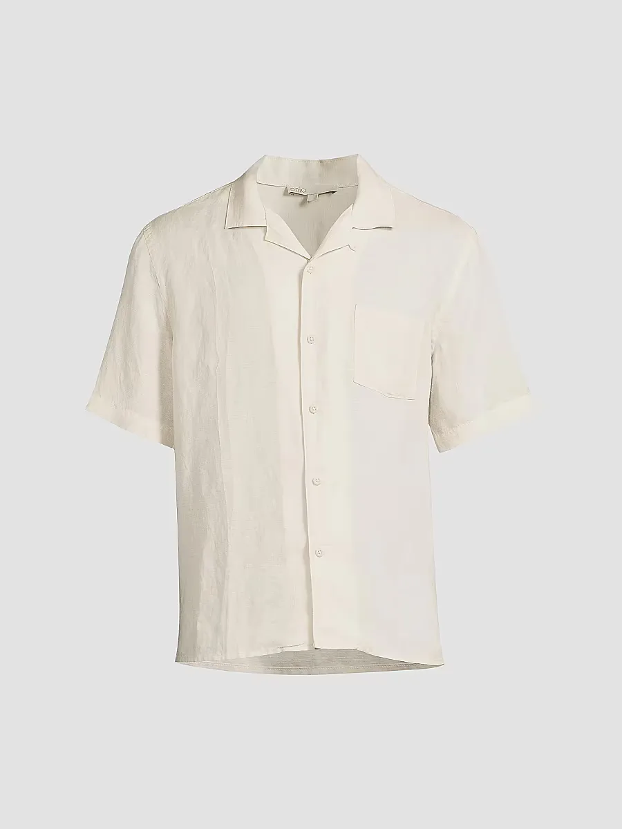 Linen-Blend Camp Shirt - Stone by Onia