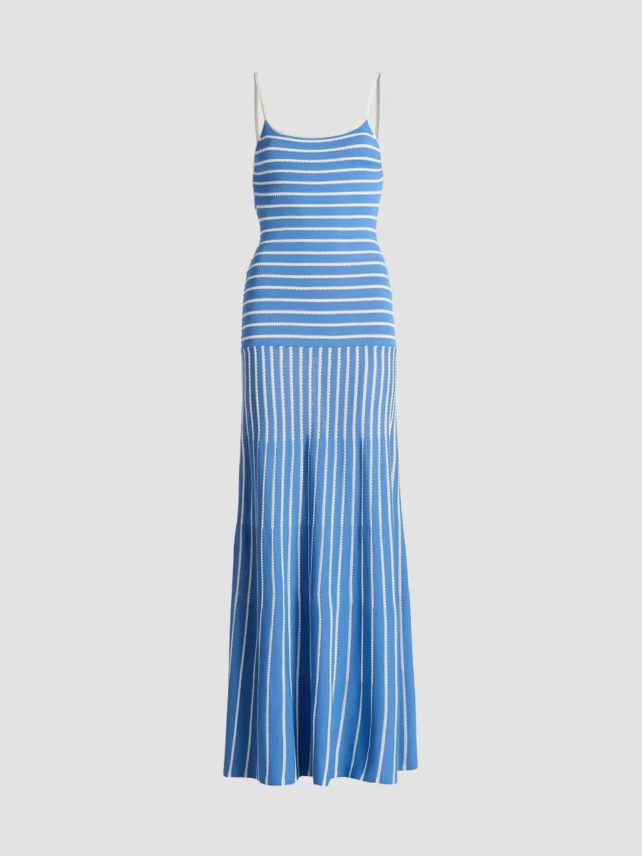 The Lottie Scallop Stripe Maxi Dress