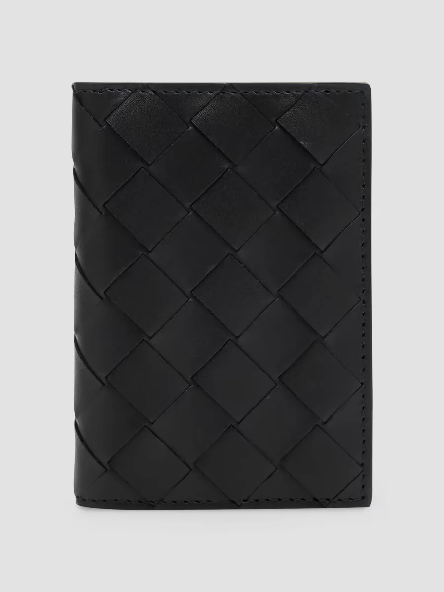 Intreciatto Leather Flap Card Case by Bottega Veneta