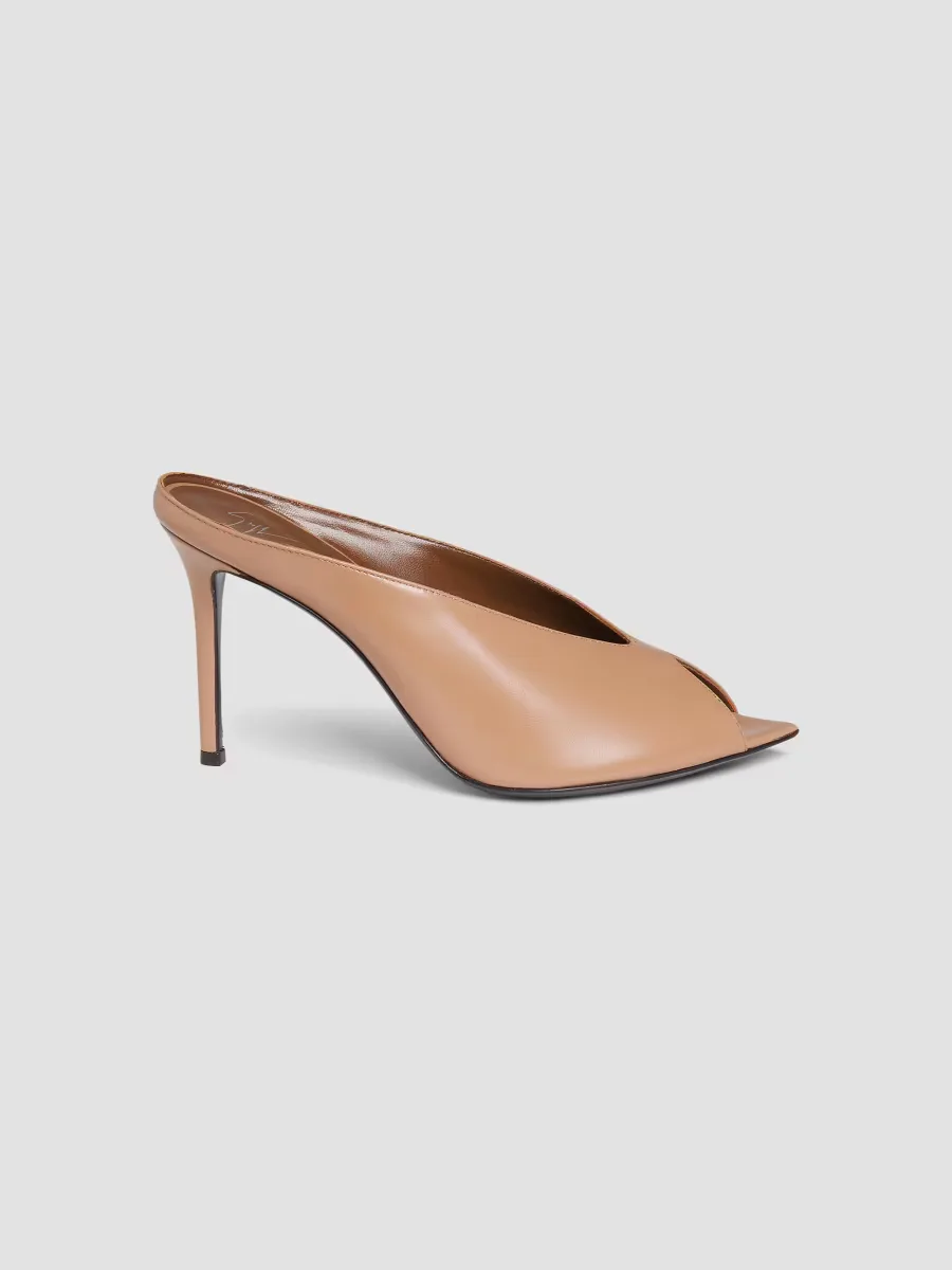 90MM Leather Peep-Toe Mules by Giuseppe Zanotti
