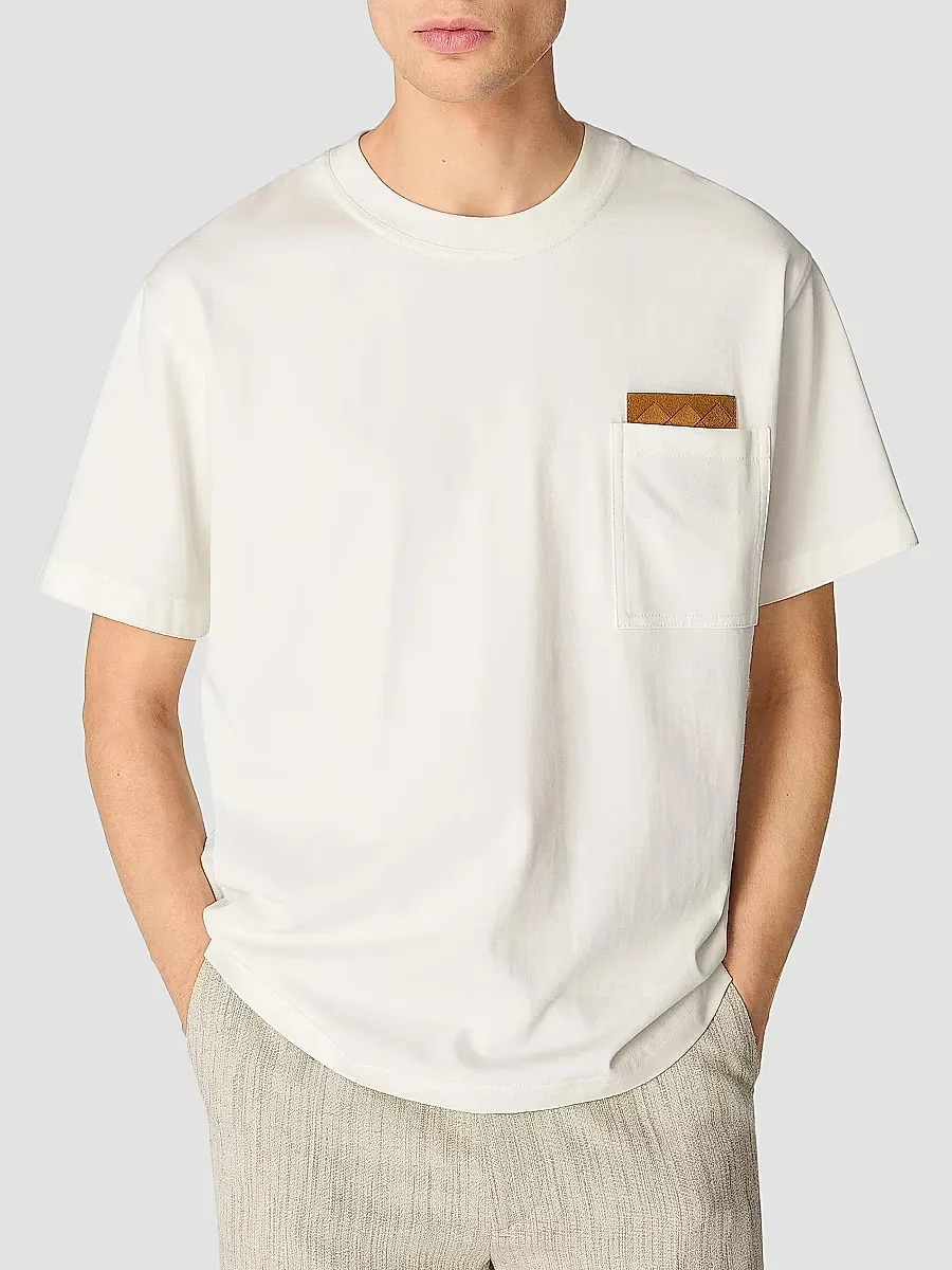 Intrecciato Leather-Detailed Cotton Jersey T-Shirt by Bottega Veneta