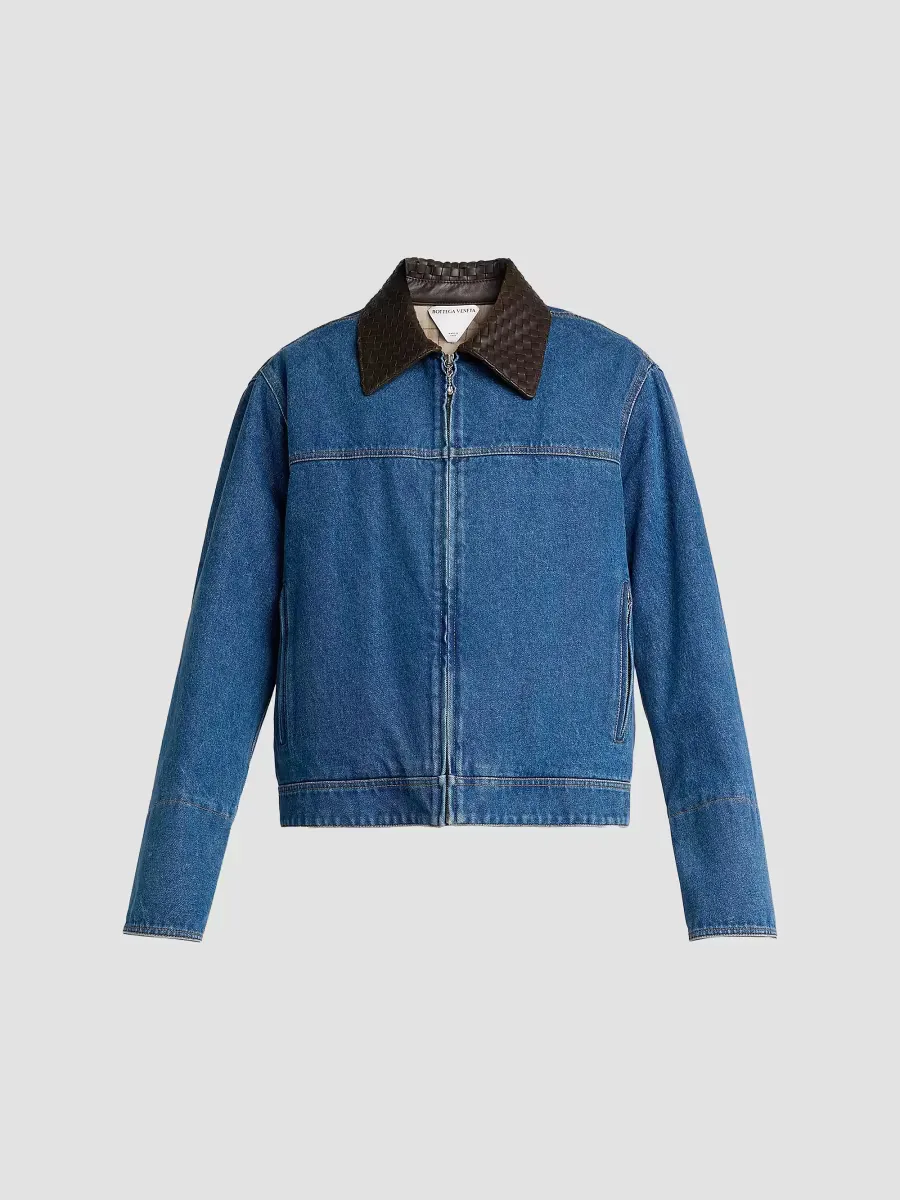 Indigo Denim Padded Jacket by Bottega Veneta