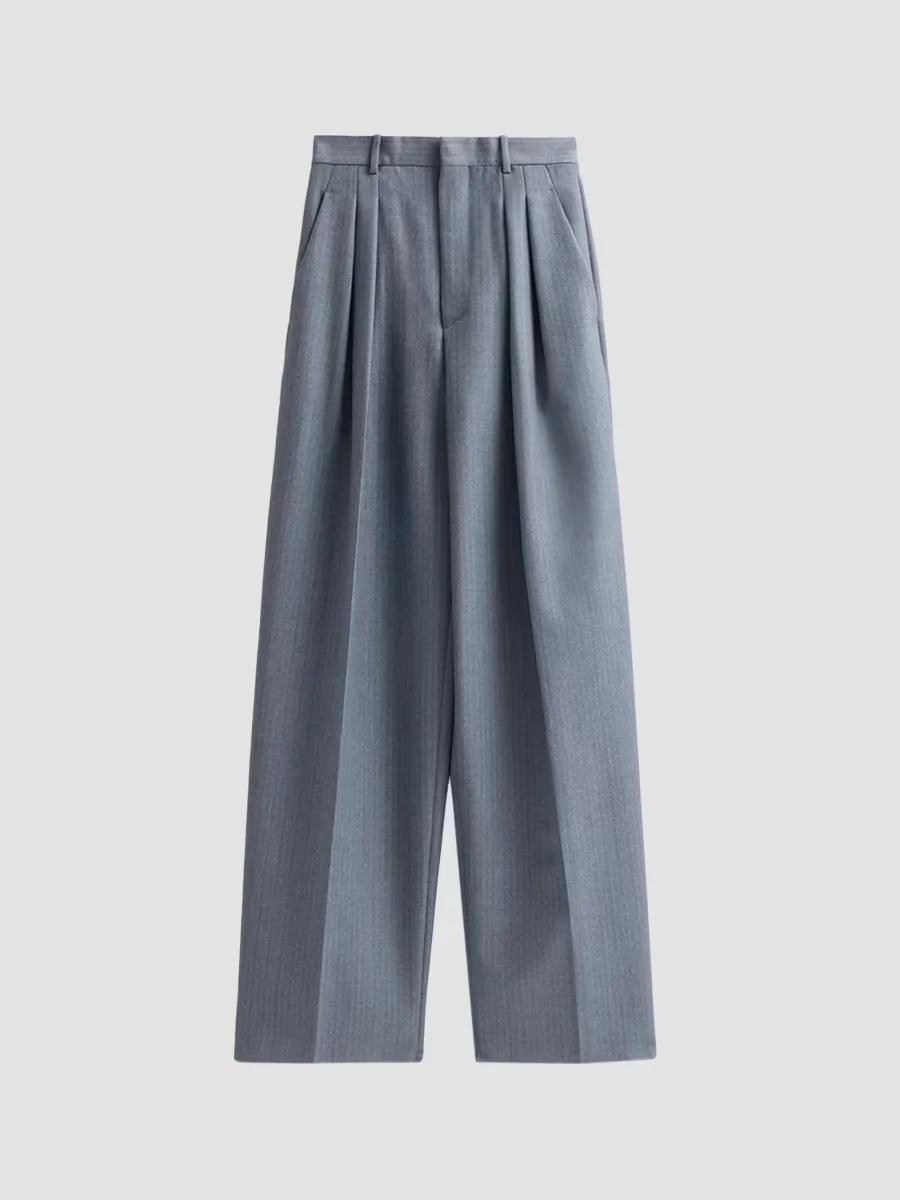 Stripe Wool-Mohair Pleated Trousers by Bottega Veneta