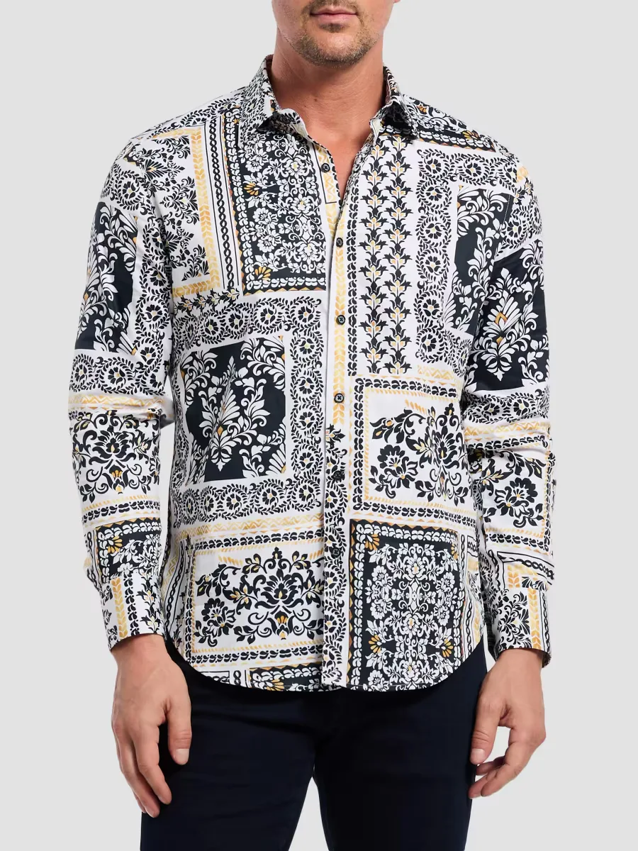 Valleta Paisley Stretch-Cotton Button-Front Shirt by Robert Graham