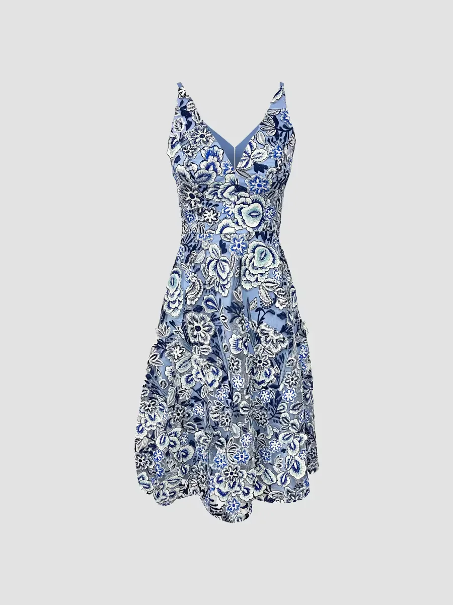 Elisa Floral Fit & Flare Midi-Dress by Dress the Population