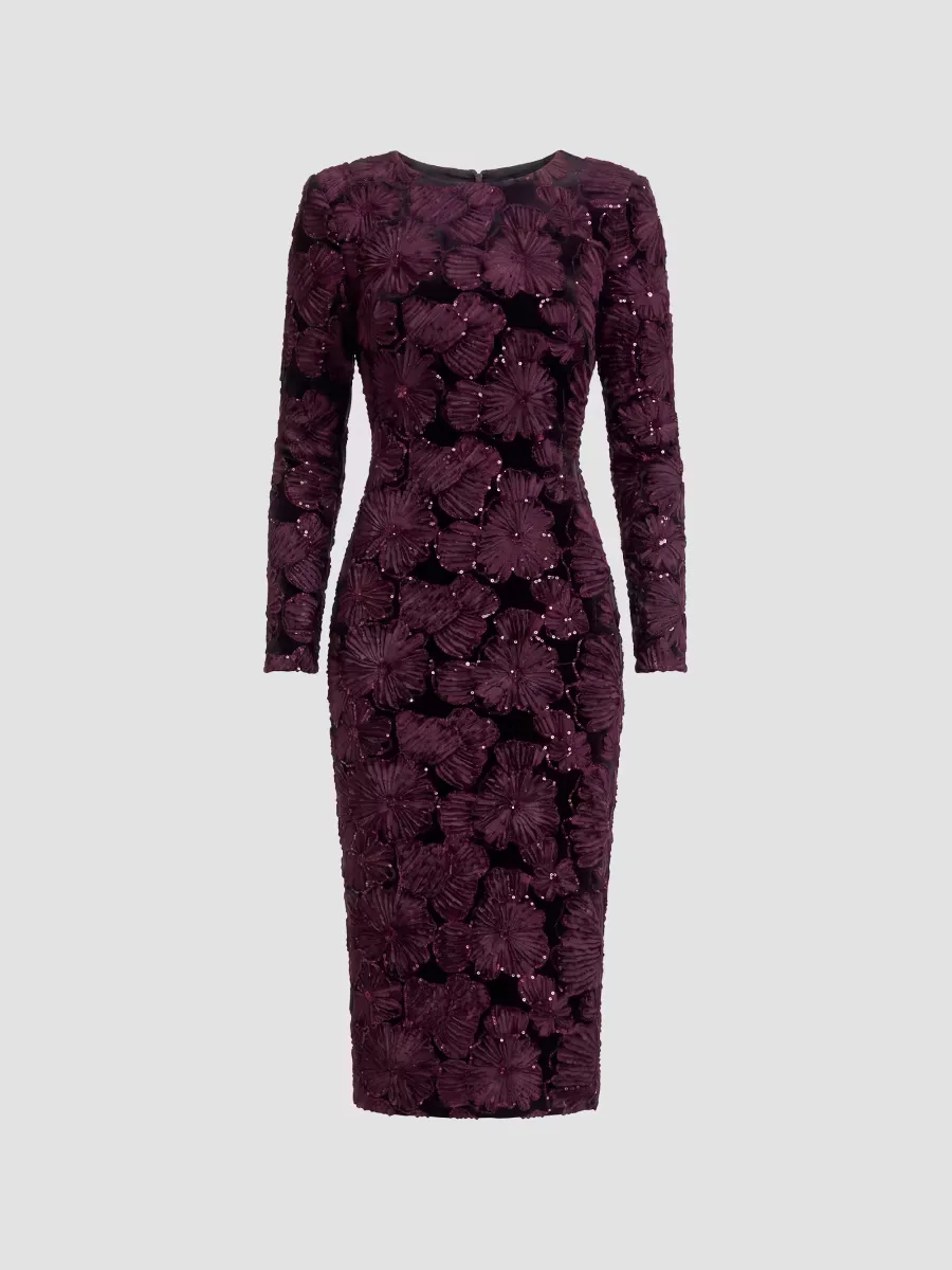 Emmalyn Sequin Floral-Appliqu Body-Con Midi Dress by Dress the Population