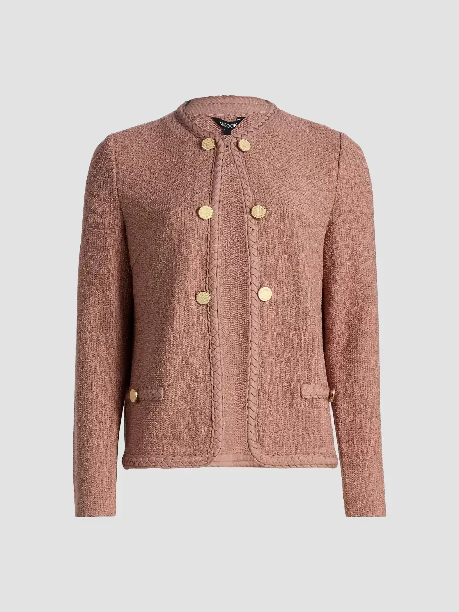 Braid-Trim Knit Jacket by Misook