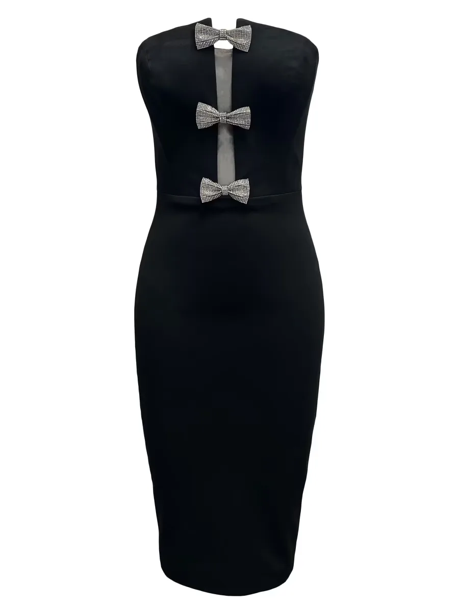 Erica Crystal-Embellished Strapless Body-Con Midi-Dress by Dress the Population