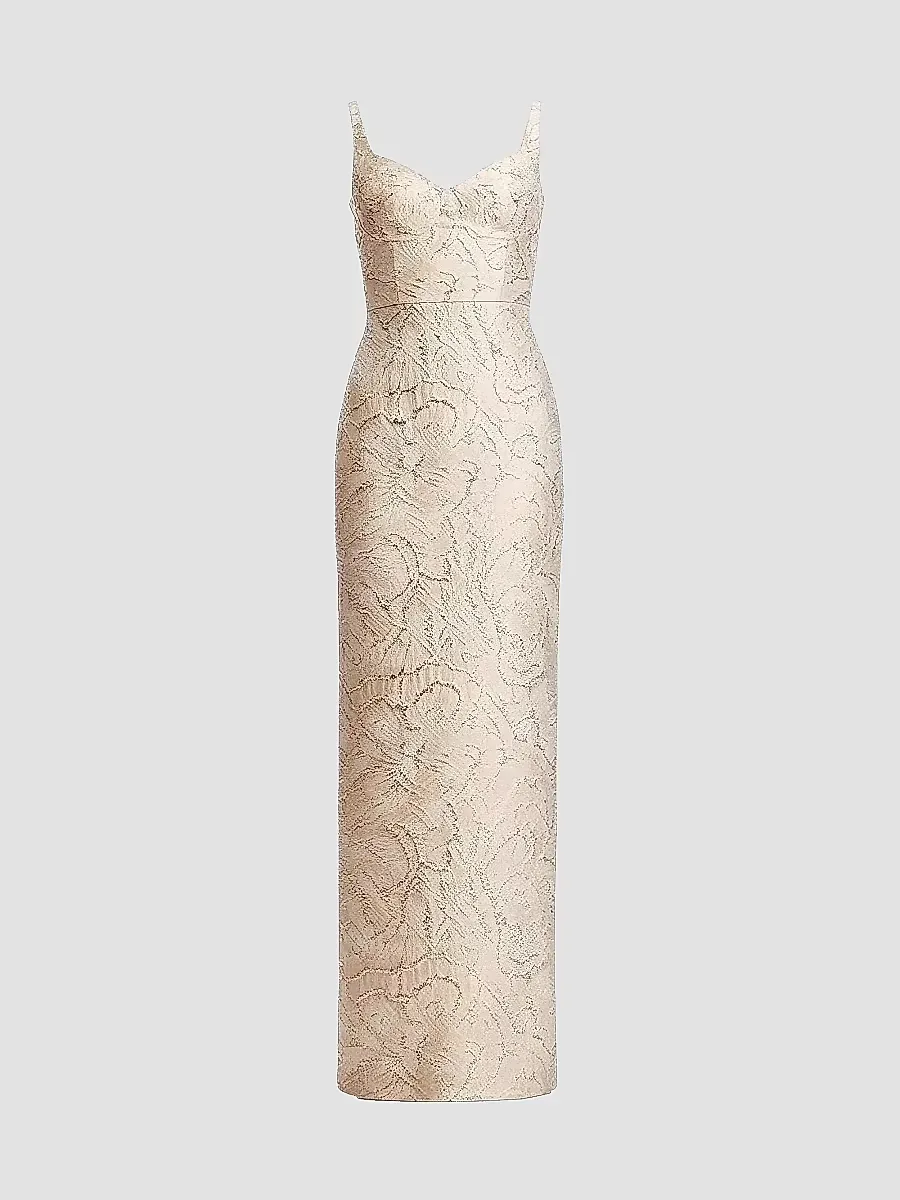 Elijah Metallic Lace Jacquard Column Dress by Dress the Population