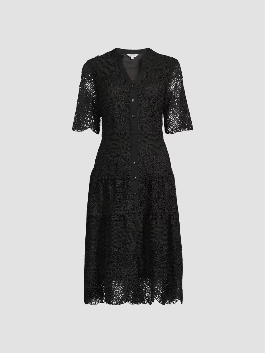 Tiered Laced A-Line Midi-Dress by Misook