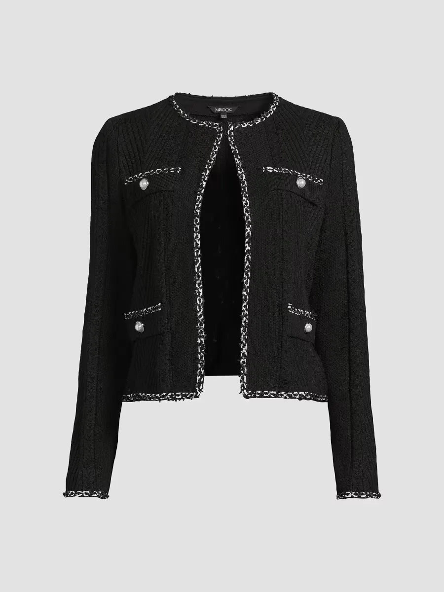 Rib-Knit Long-Sleeve Jacket by Misook