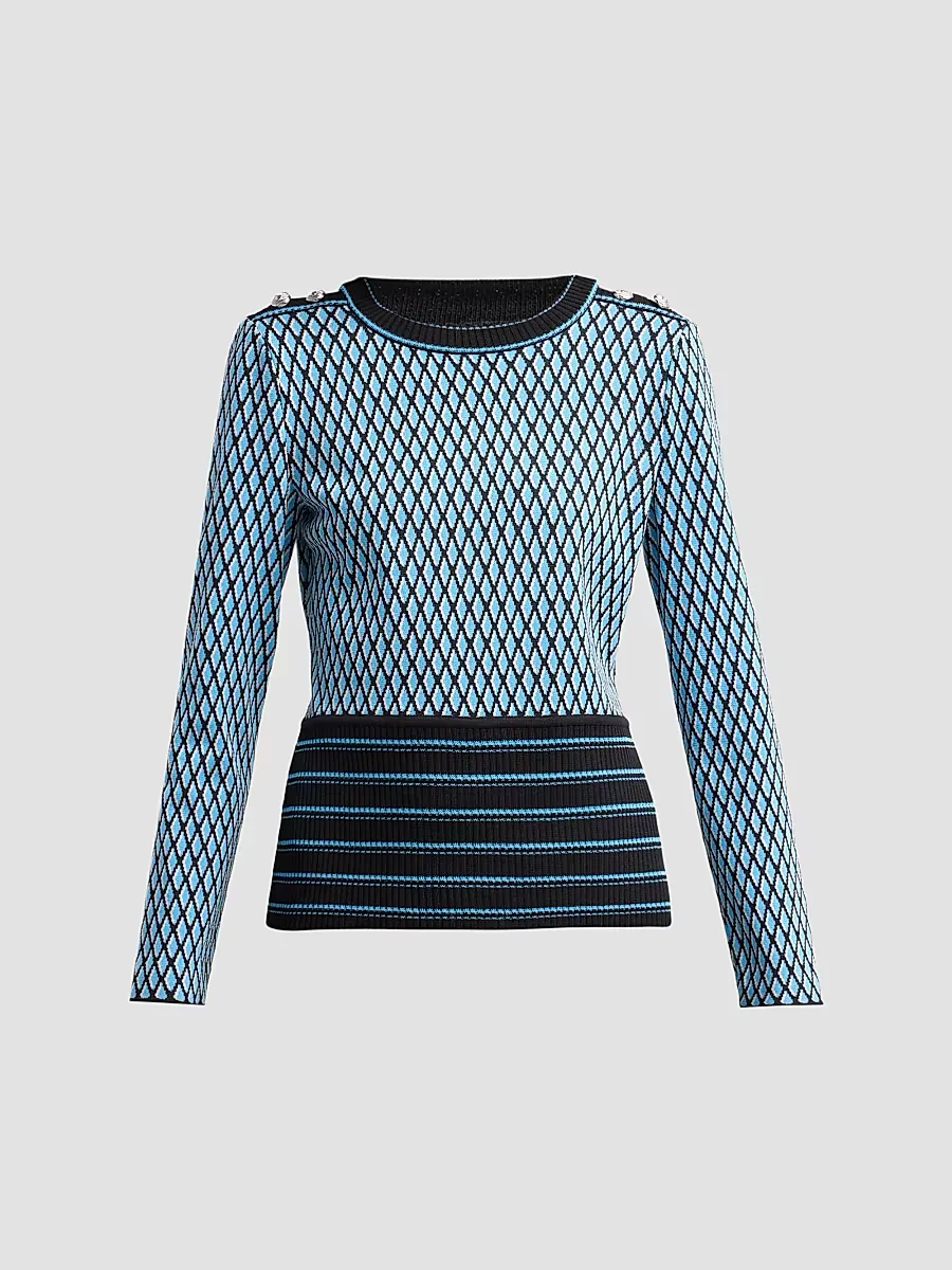 Diamond Soft Ribbed Knit Top by Ming Wang