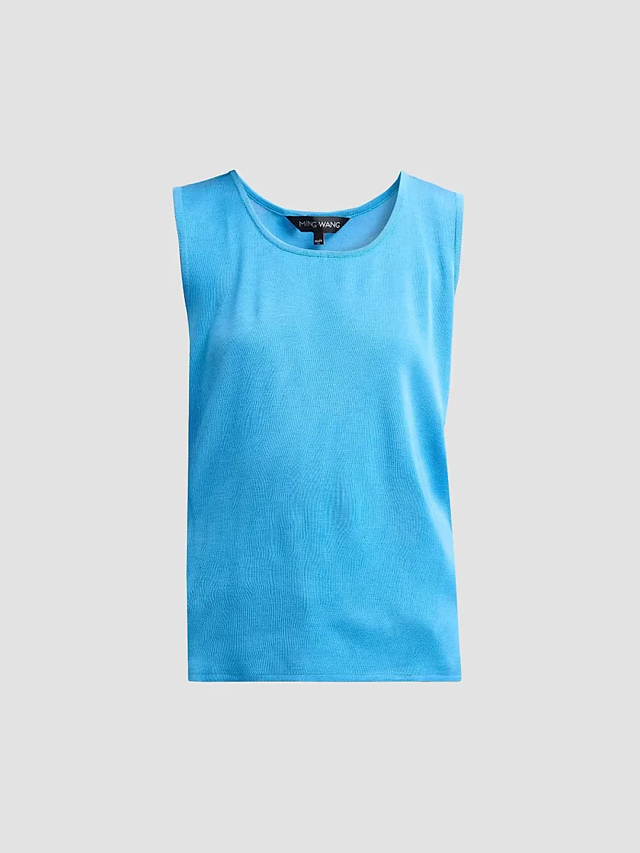 Rib-Knit Scoopneck Tank by Ming Wang