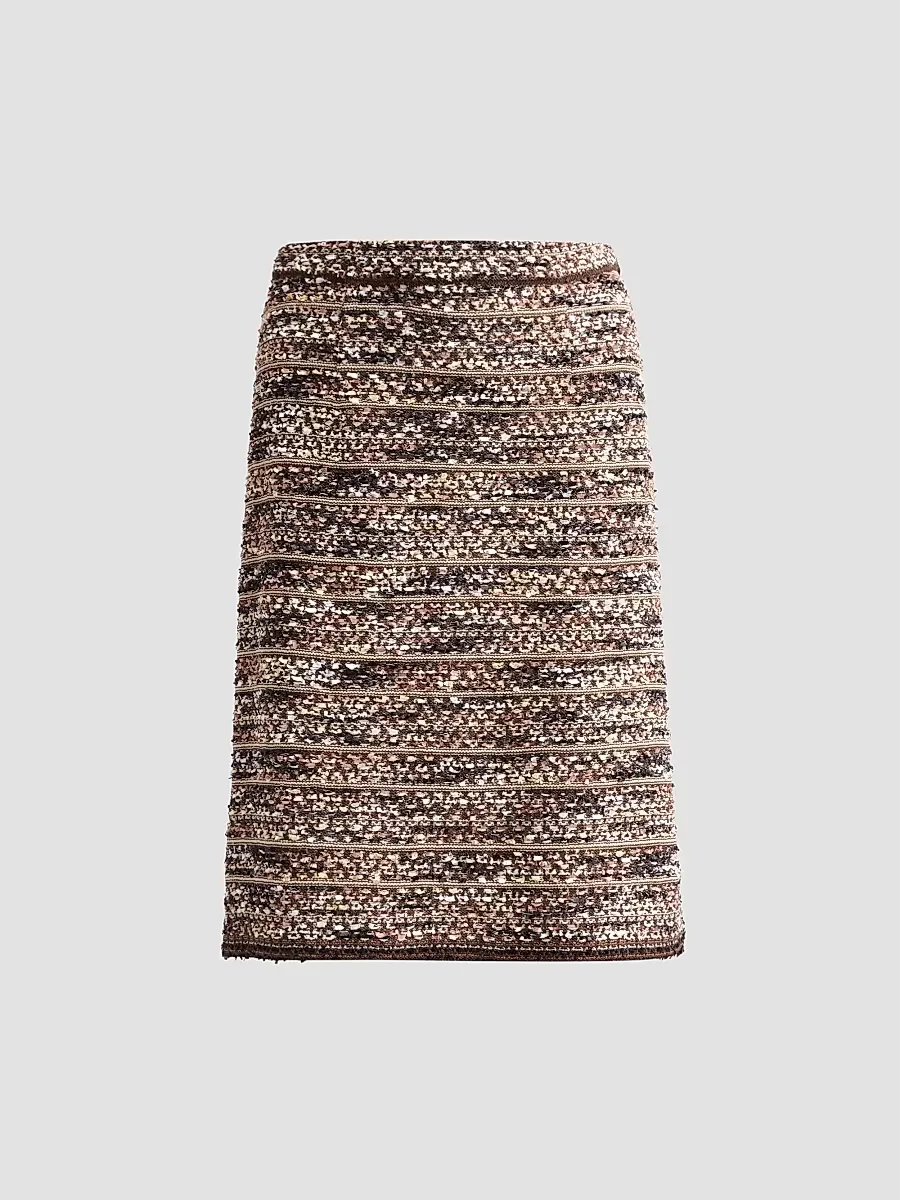 Eyelash Tweed Knit A-Line Knee-Length Skirt