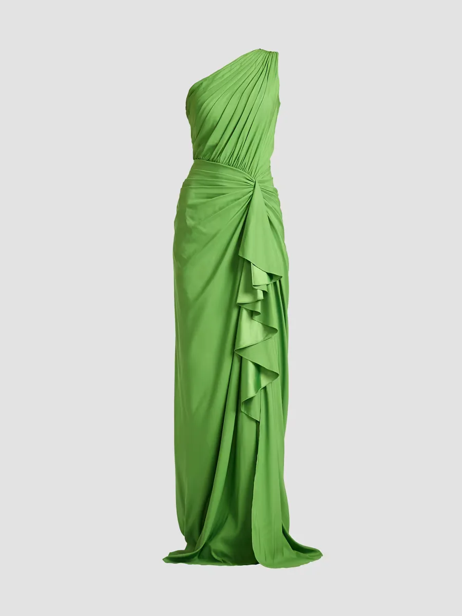 Ruffled Jersey One-Shoulder Gown by Tadashi