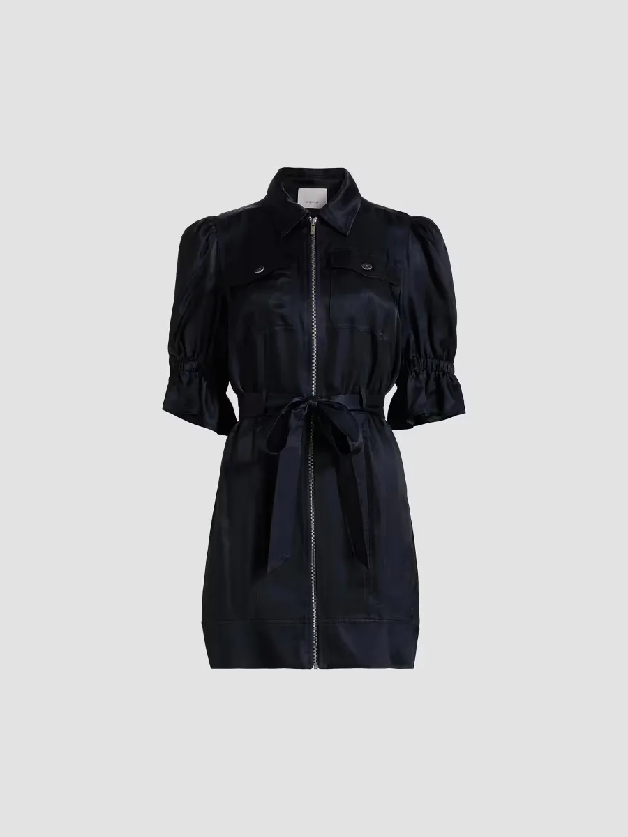 Holly Satin Puff-Sleeve Minidress by Cinq  Sept