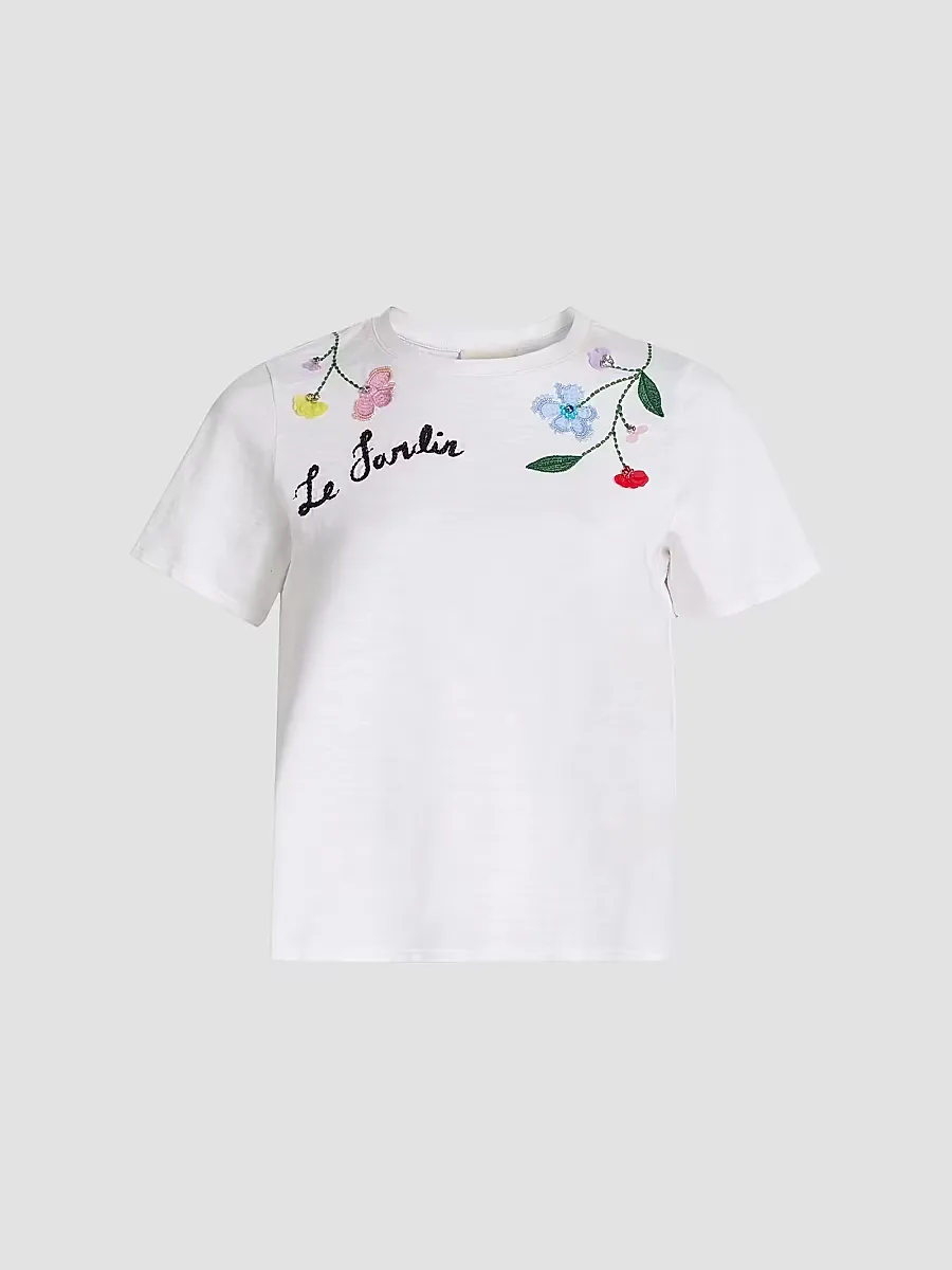 3D Floral Vine Shrunken T-Shirt by Cinq  Sept