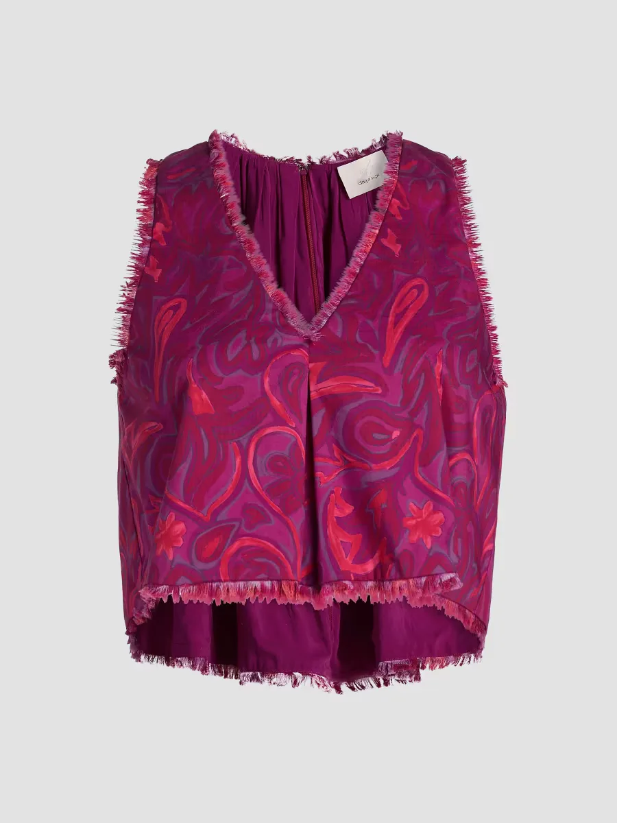 Ibbie Paisley Bloom Raw-Edge Top