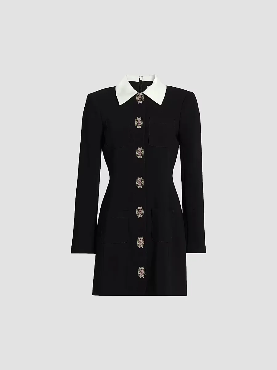Sheryl Crystal-Embellished Button-Front Shirtdress