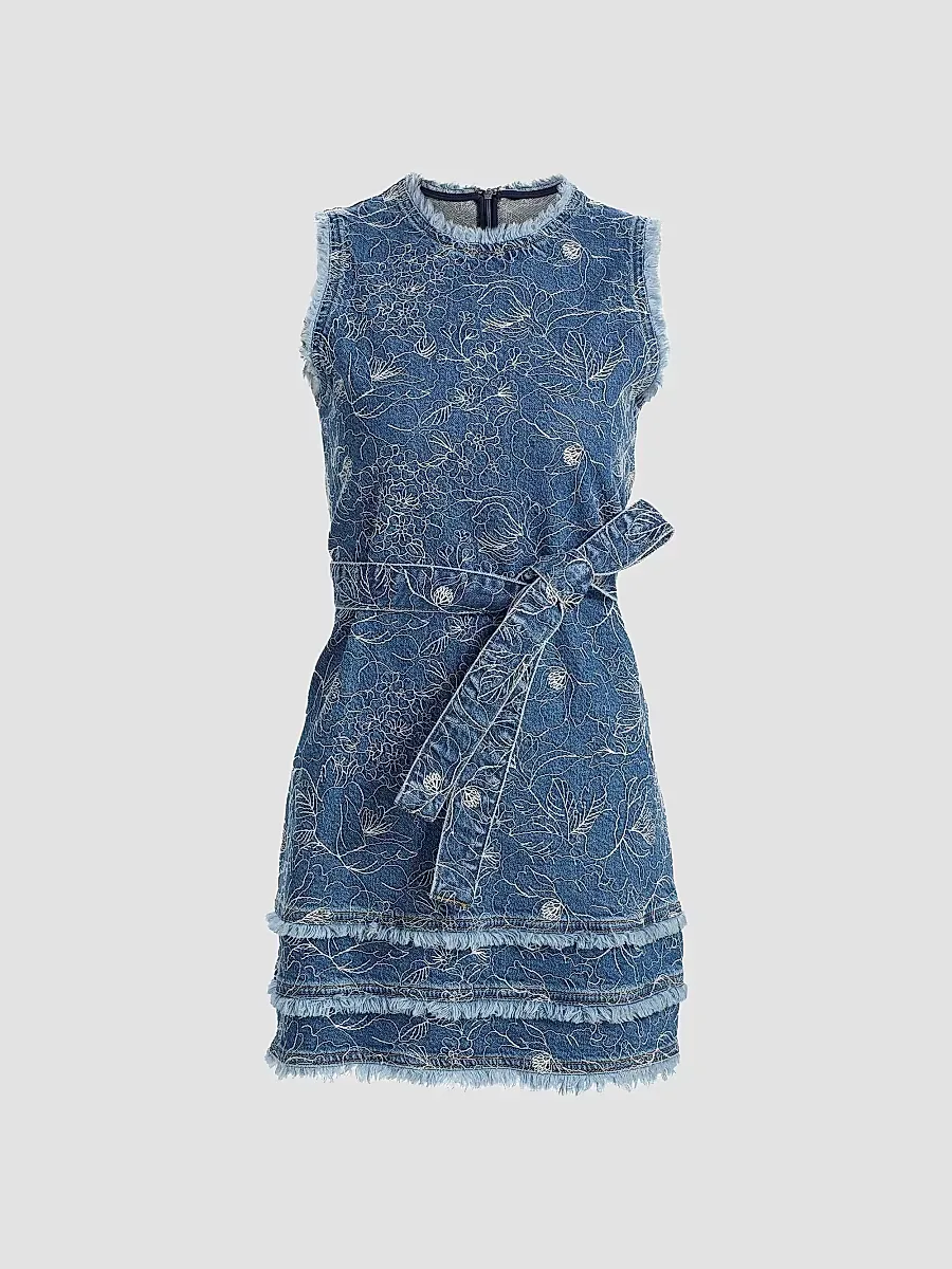 Mindie Garden Doodle Denim Minidress by Cinq  Sept