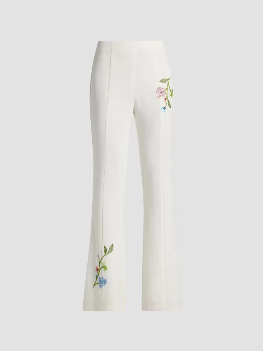 Kaitlyn Embellished Floral Vine-Embroidered Pants by Cinq  Sept